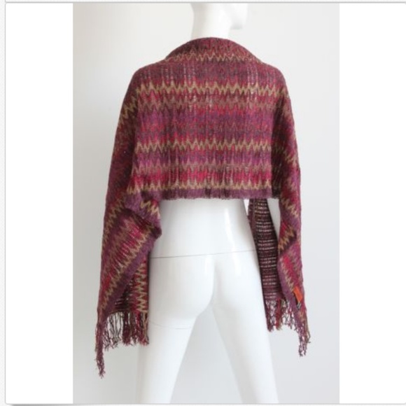 Missoni Scarf Long Fringe Multicolor Zig Zag Knit 70in L - Picture 4 of 7